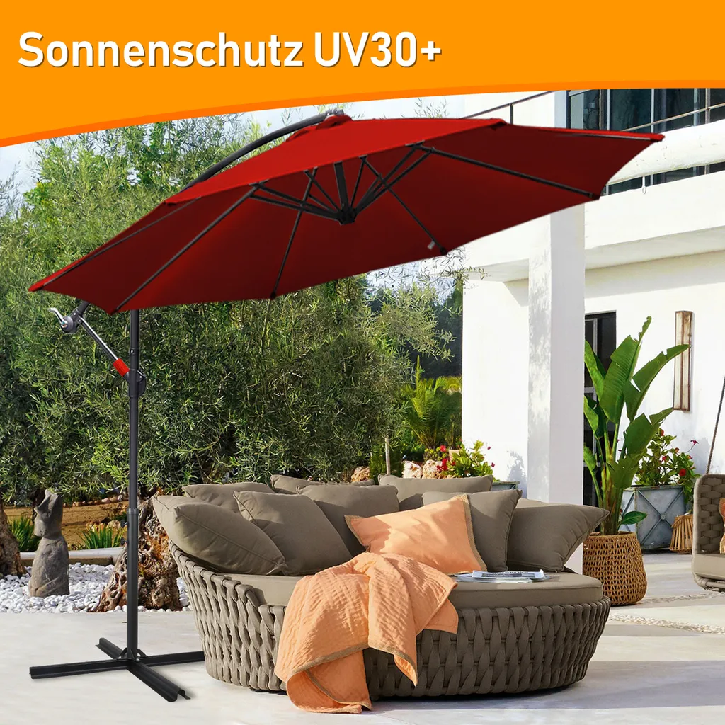 Maxi Ombrellone 3.5 Metri Rosso | Uso Balcone, Terrazza e Mercato - 5