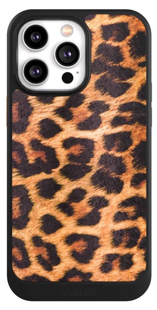 NIVOCASE Hülle für Apple iPhone 14 Pro Max Handyhülle NIVOcore Case Schwarz Animalprint Fell Leopard