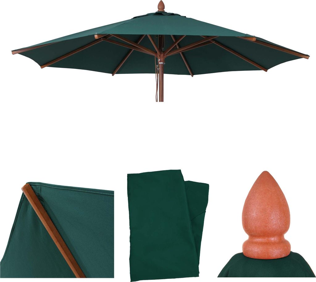 Ersatz-Bezug für Gastronomie Holz-Sonnenschirm MCW-C57b, Sonnenschirmbezug, rund Ø3m Polyester 2kg dunkelgrün