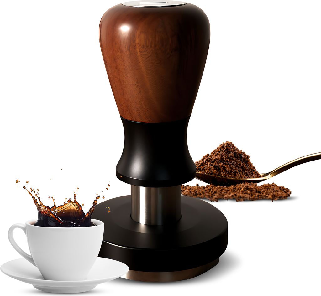 58,35 mm Kaffeestampfer, 30 lbs konstanter Druck, Doppelfeder, selbsteinstellende Tiefenwirkung, Espresso-Stampfer-Verteilungswerkzeug mit flacher ...