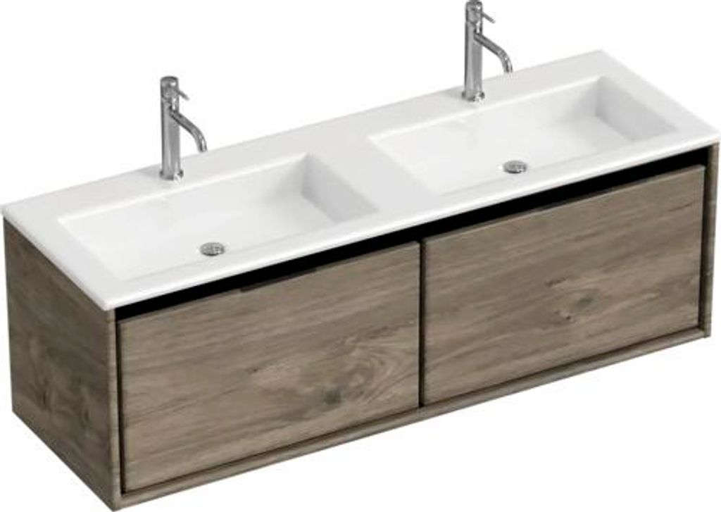 Doppelwaschbecken mit Unterschrank Sanox LOFT BxHxT 140.5x47x45.5 cm Frontfarbe espresso 84752454