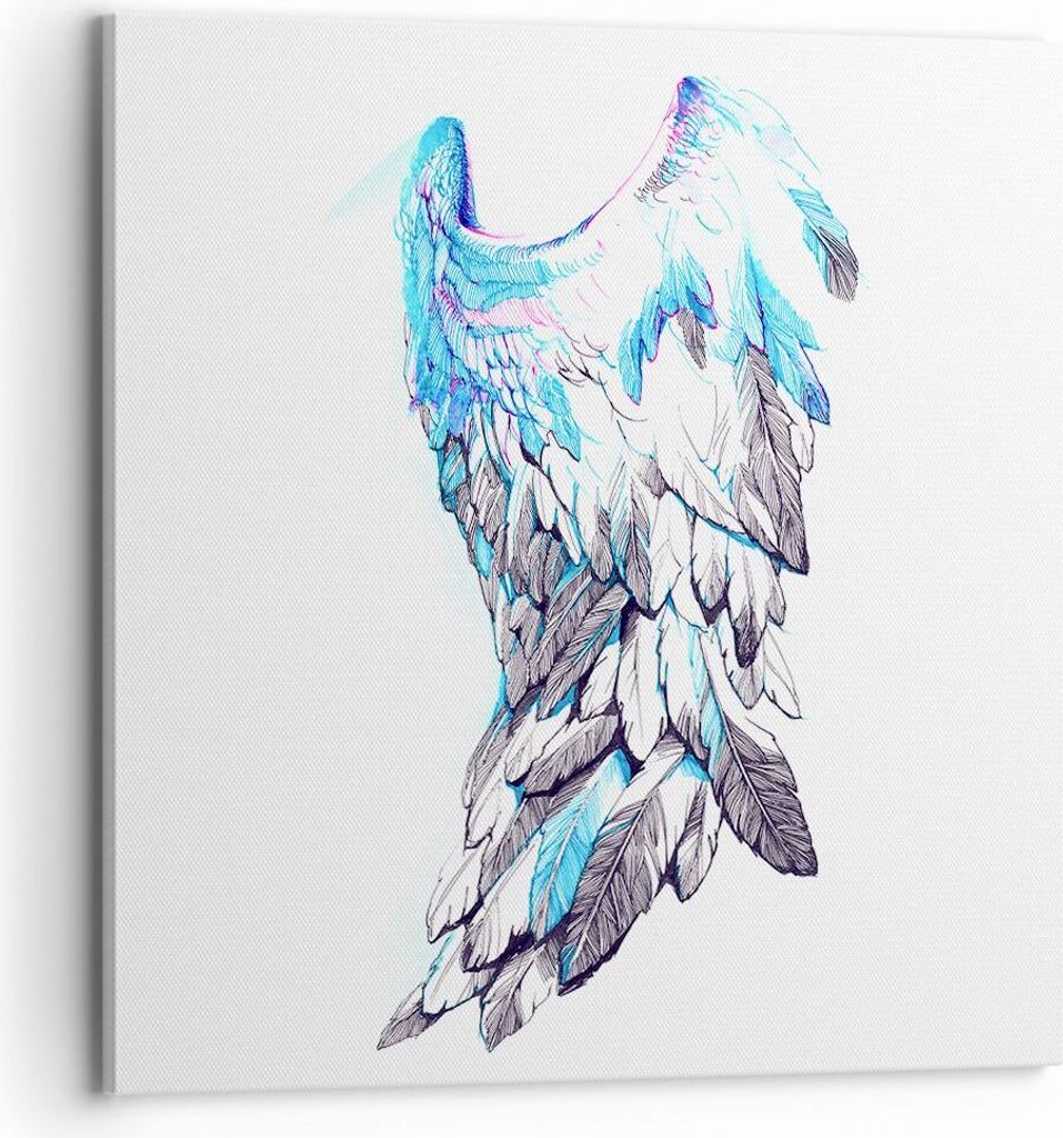 Bild auf Leinwand - Leinwandbild - Flügel Federn Perfektion Reinheit - 70x70cm - Wand Bild - Wanddeko - Leinwanddruck - Bilder - Kunstdruck - Lein...