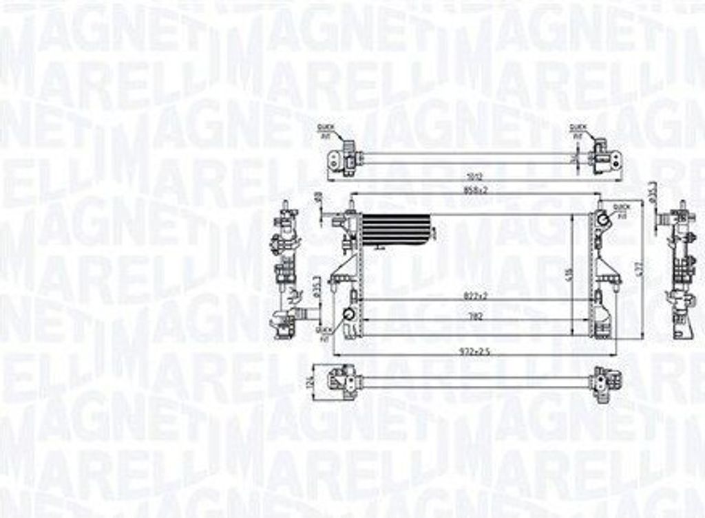 MAGNETI MARELLI 350213215200 Kühler Wasserkühler Motorkühler für FIAT Ducato Kastenwagen (250, 290) Ducato Pritsche / Fahrgestell (250, 290)