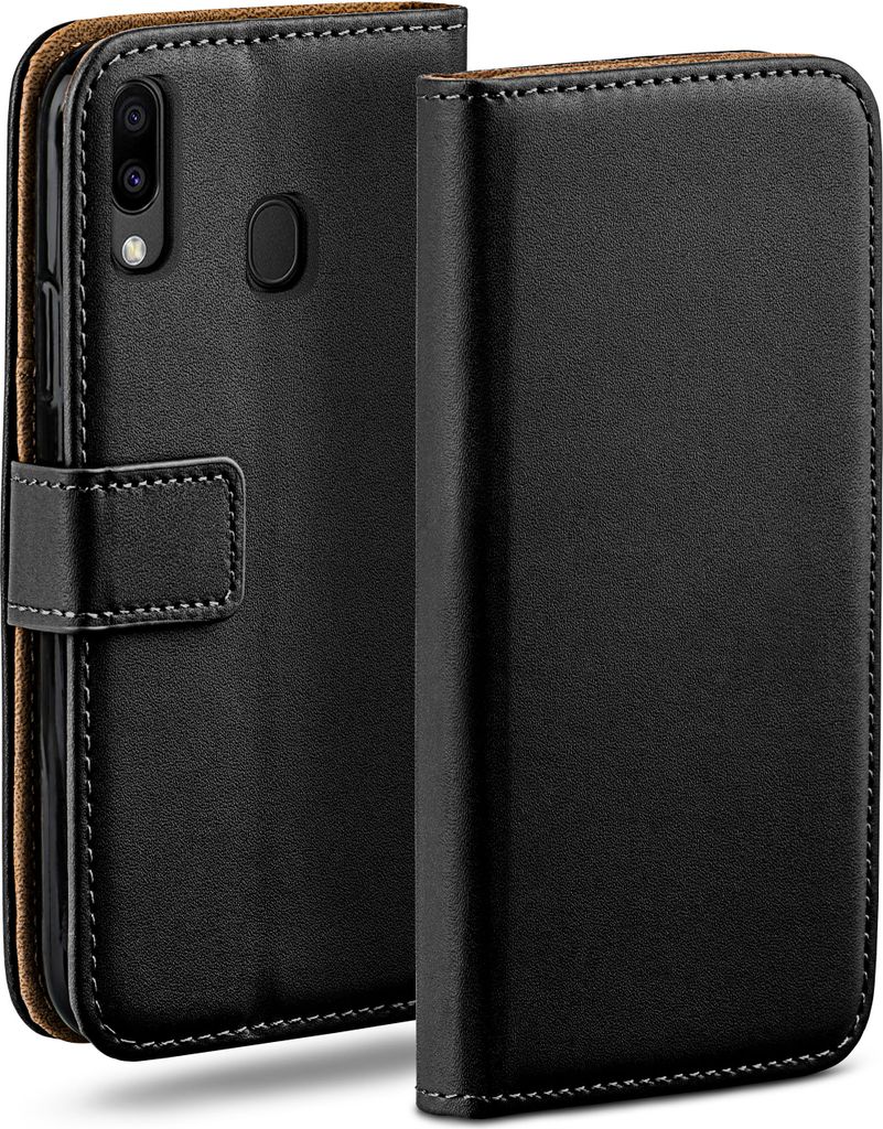 moex Book Case kompatibel mit Samsung Galaxy M20 - Hülle 360 Grad klappbar, Schwarz