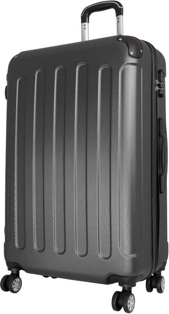 ABS Hartschale Reise Koffer Trolley Gepäck vier 360° Rollen Gronau Anthrazit Gr. XL