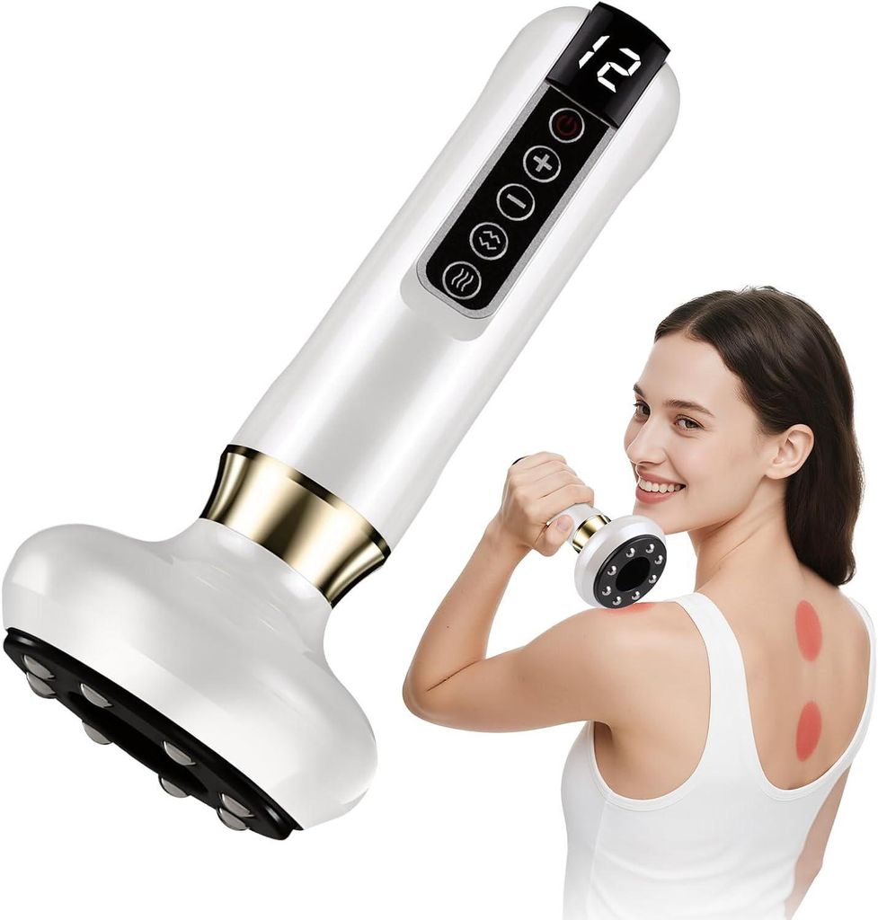 Massagegerät, 12 Saugstufen & Wärme, Anti-Cellulite & Straffung, Tragbar & USB-C Aufladung, Schröpfgerät Elektrisch für Bauch, Taille, Arme & ...