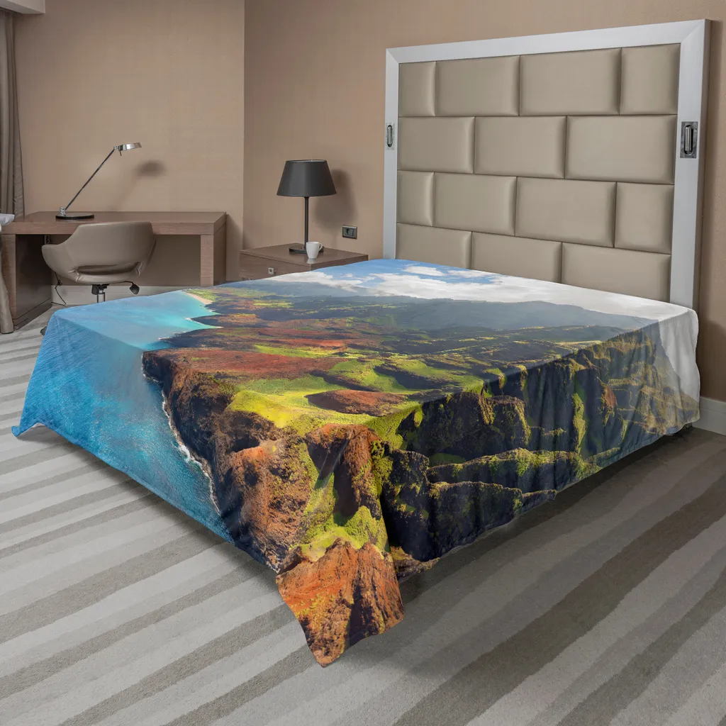 Drap de lit décoratif motif Hawaï en tissu doux 275 x 260 cm multicolore