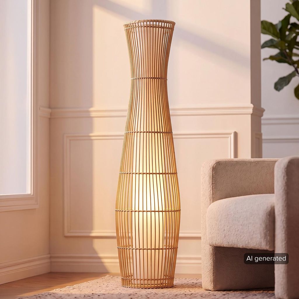 home24 Stehleuchte - Polyrattan / Metall - 1-flammig Produktbild 