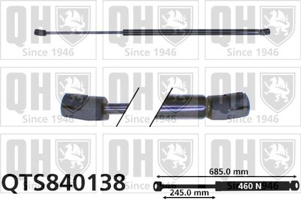 QUINTON HAZELL QTS840138 Gasfeder Heckklappendämpfer für VW Transporter IV Bus (70B, 70C, 7DB, 7DK, 70J, 70K, 7DC, 7DJ) 685mm