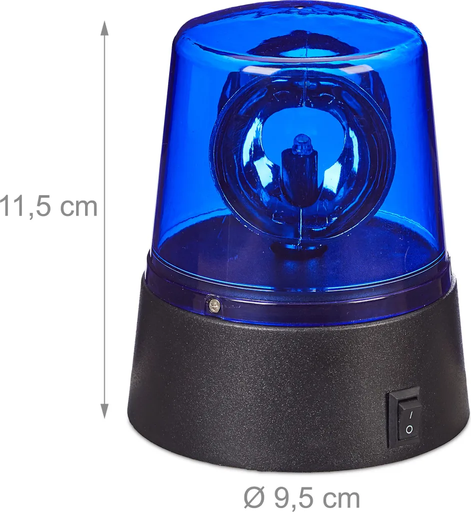 Faro Rotante Blu LED Party - Luce di Avviso Portatile a Batteria - 4