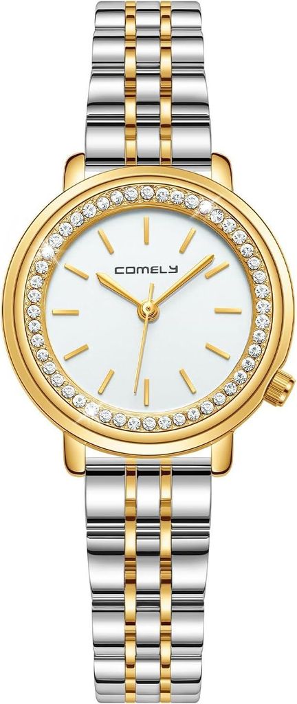 Watch Armbanduhr Damen Gold/Silber Edelstahl Armband Elegant Analog Quarz Klein Diamant Uhr Wasserdicht Damenuhr Geschenke für Mama und Freundin