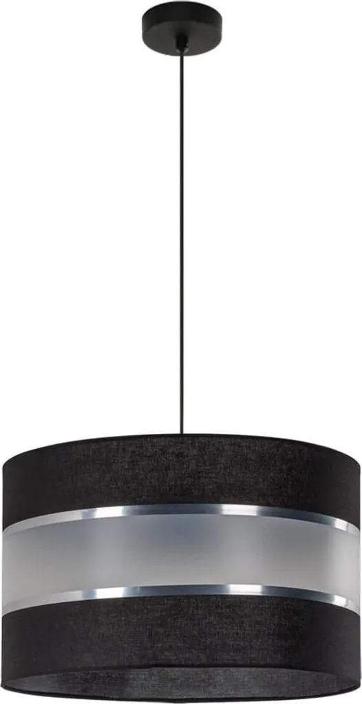 Lustre suspension en tissu noir Leone 100cm - Luminaire design pour salon