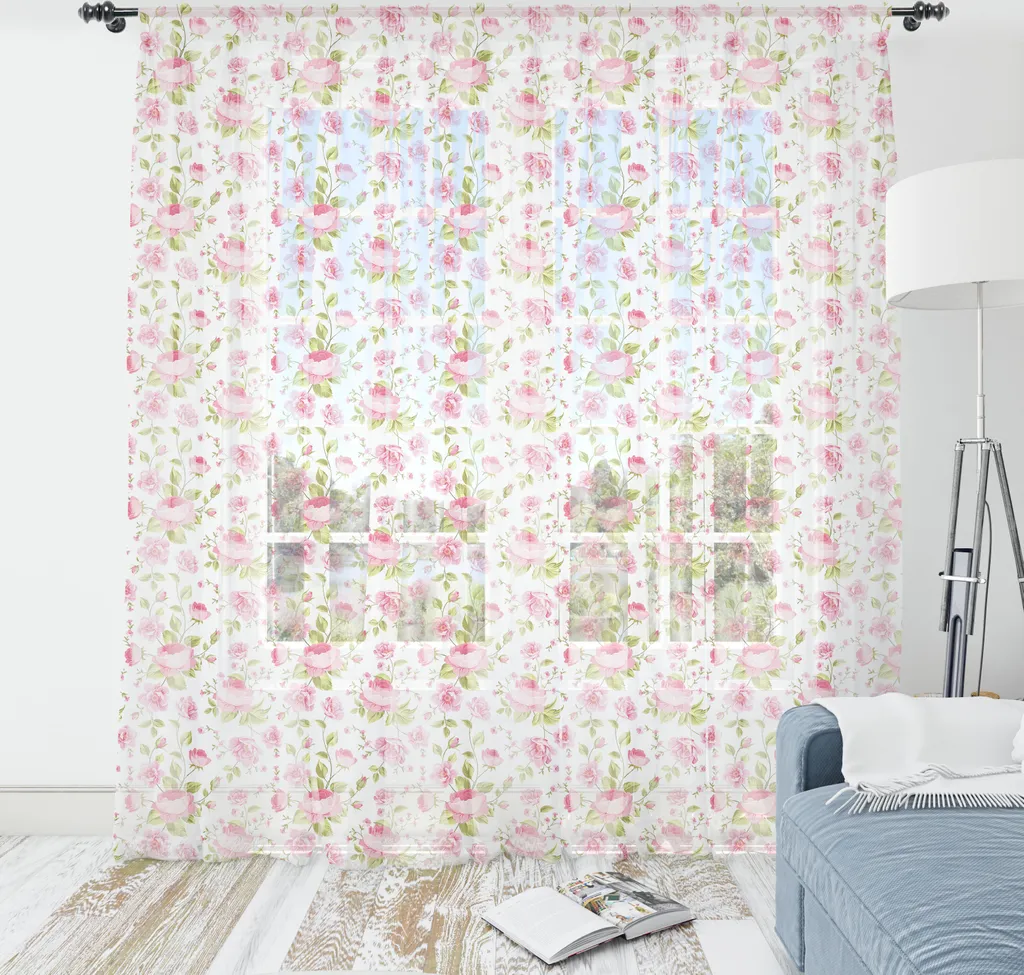 Arazzo in Satin ABAKUHAUS 274cm - Motivo Floreale Vintage Rosa