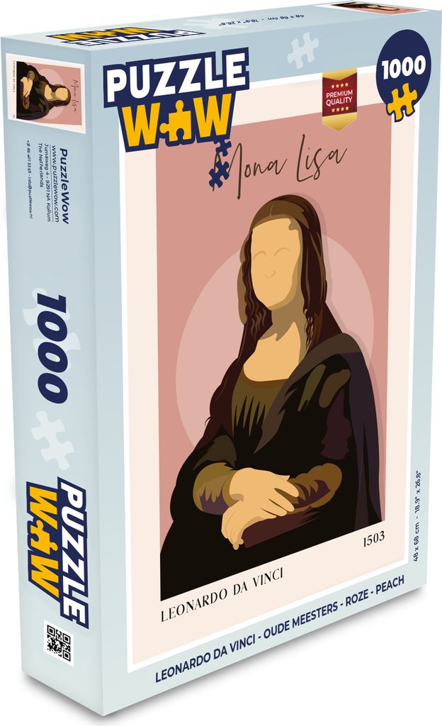 MuchoWow Puzzle 1000 Teile Leonardo da Vinci - Alte Meister - Rosa - Pfirsich - Spielzeug - Alt und Jung - Spiele - Puzzeln