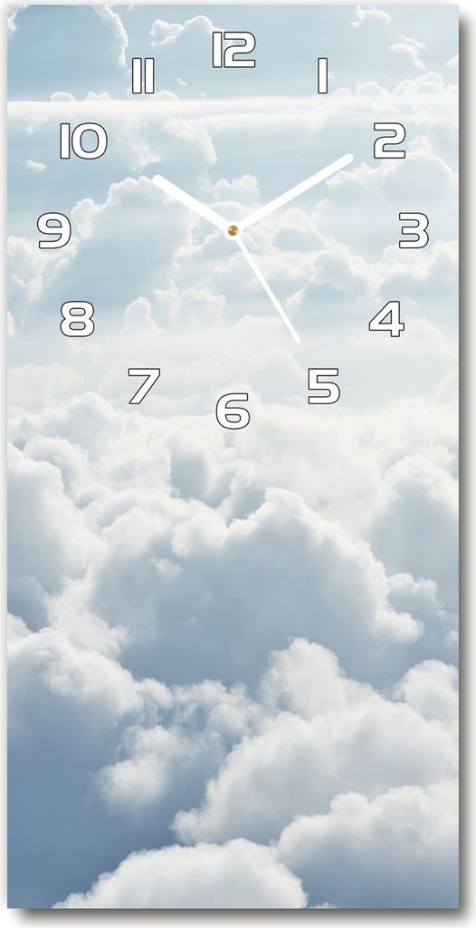 Wanduhr aus Glas – 30x60 cm - Glasbild - Glasuhr - Gehärtetes Glas -Flug über die Wolken