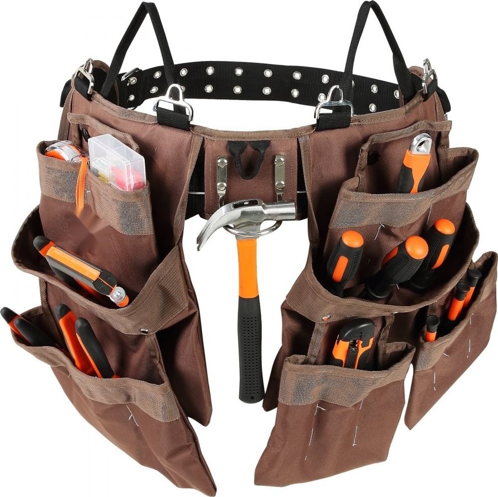 Werkzeugtasche - Verstellbarer Werkzeuggürtel (81,2 bis 137,2 cm) - 19 Taschen - Polyester - Abnehmbare Tasche - Elektriker Schreiner Heimwerker H...