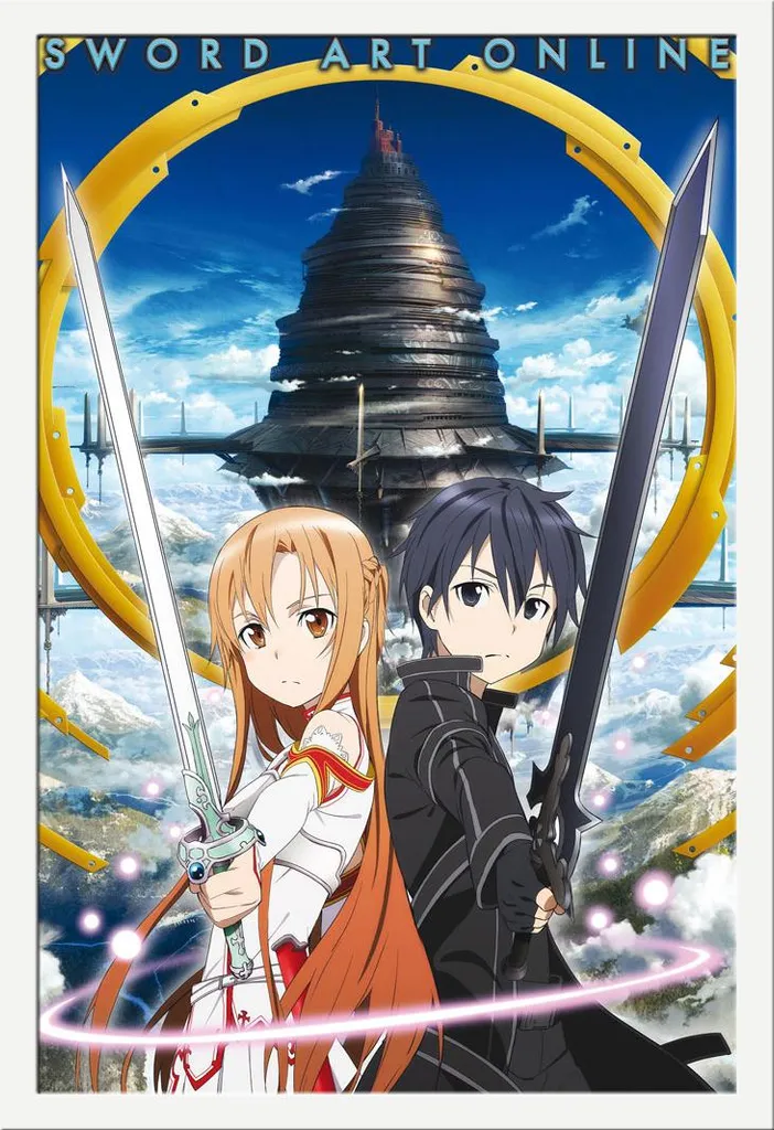 Décoration Murale Sword Art Online Aincrad - Poster Géant Cadre Blanc