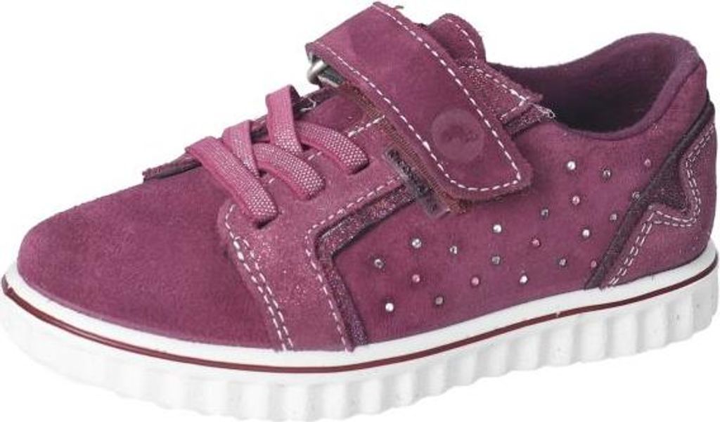 RICOSTA Sneaker JEAN für sportliche Mädchen echt Leder Rauleder Schnürung Klettverschluss Textilfutter merlot Rot Größe 29