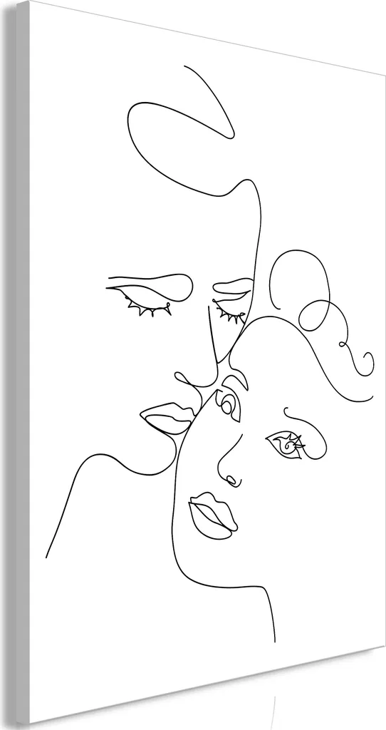 Quadro su tela italiano - Coppia in bianco e nero (1 parte) - Momento di bacio romantico 40x60 cm persone h-A-0117-b-a