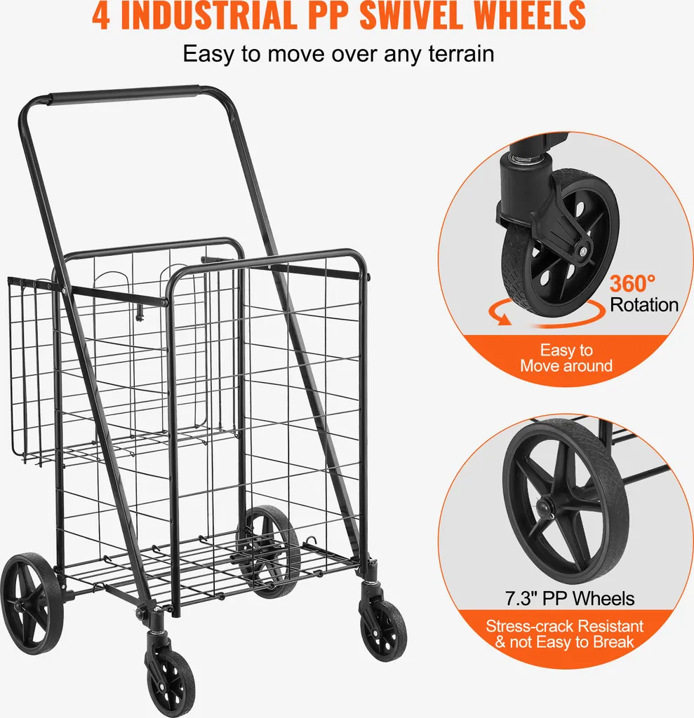 Chariot robuste multi-usage 110 lbs à roues pivotantes à 360 degrés