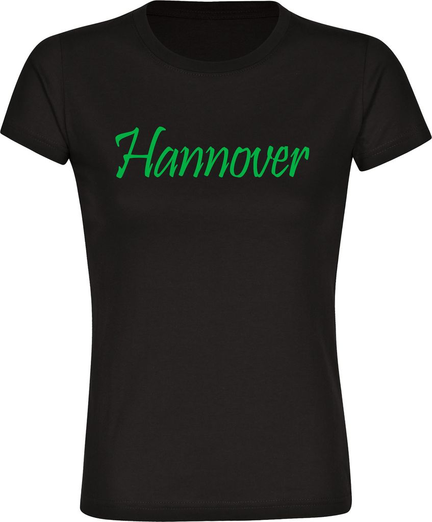 multifanshop Damen T-Shirt - Hannover - Schriftzug, schwarz, Größe XL