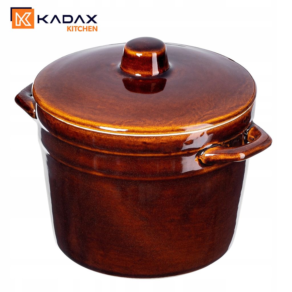 KADAX Steinzeugtopf, Keramiktopf mit Seitengriffen und Deckel, 0.6L KADAX Steinzeugtopf, Keramiktopf mit Seitengriffen und Deckel, 0.6L