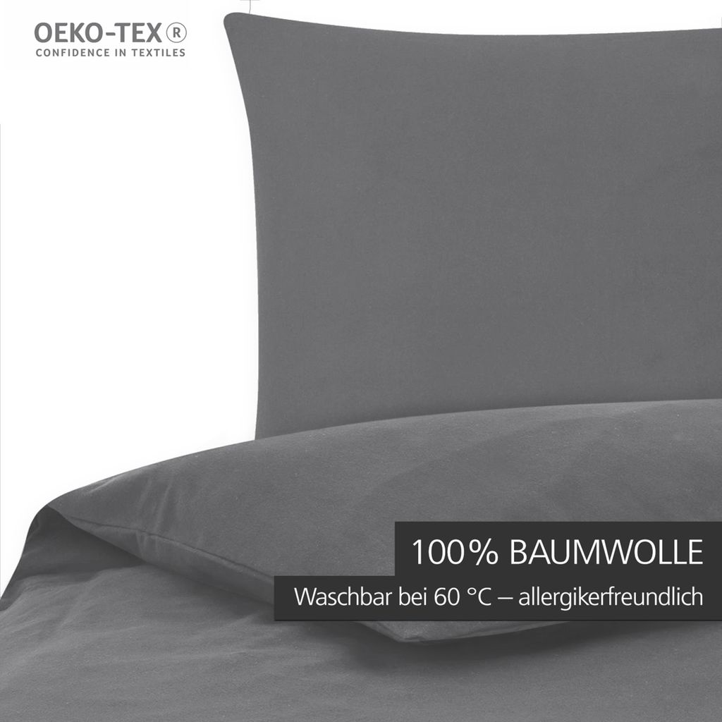 Bettwäsche Bettgarnitur Bettbezug 100% Baumwolle 135x200 155x220 200x200 200x220, Farbe:Silber, Größe:200 x 220 cm