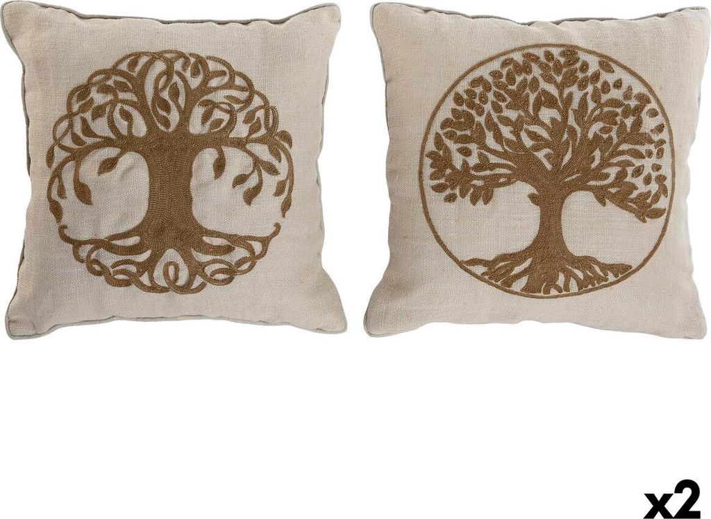 Kissen Home ESPRIT Weiß natürlich Baum Romantisch 45 x 15 x 45 cm (2 Stück)