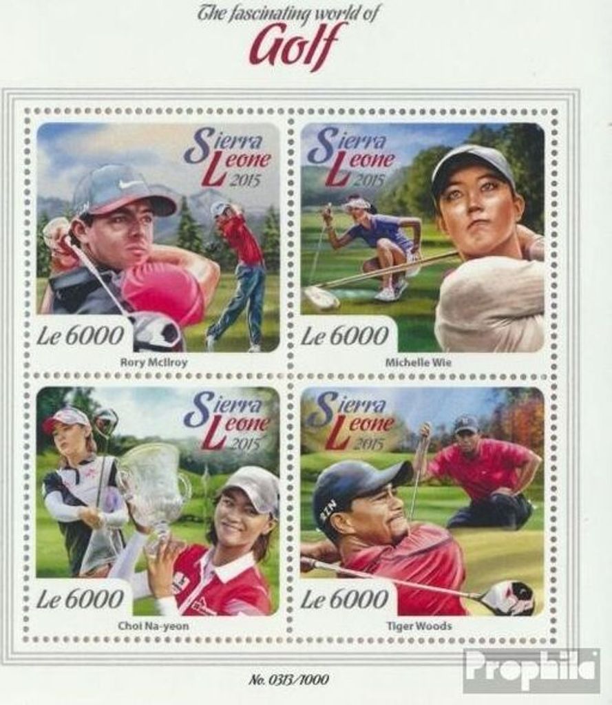 Briefmarken Sierra Leone 2015 Mi 6713-6716 Kleinbogen (kompl. Ausg.) postfrisch Golf