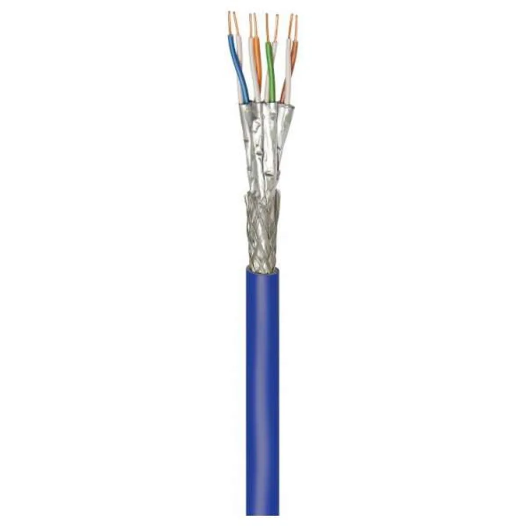 Goobay 91893 Cavo di rete CAT 7A+, S/FTP (PiMF), blu, 100 m - CU, AWG 22/1 (solido), LSZH