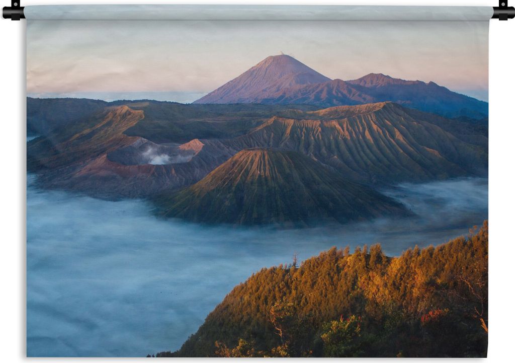 MuchoWow Wandteppich Wandbehang Vulkan - Natur - Nebel 120x90 cm Tapisserie Dekoration Wandtuch - Wohnen - Aufhänger für die Wand