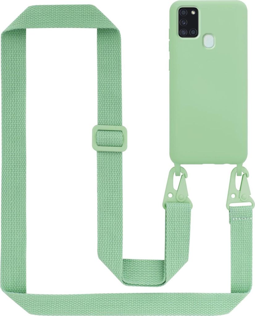 Cadorabo Schutzhülle für Samsung Galaxy A21s Hülle in Grün Handykette Etui längenverstellbar Kordel Band