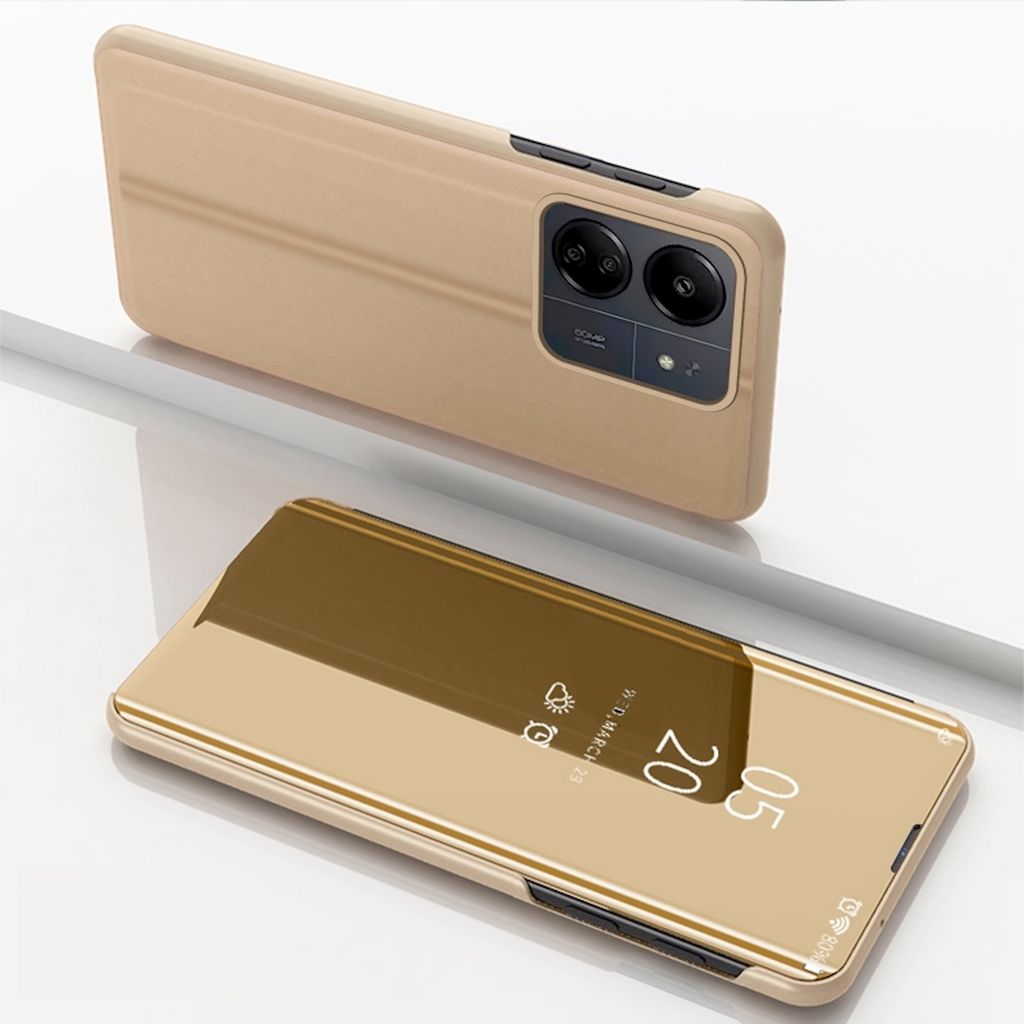Für Xiaomi Redmi 13C View Spiegel Handy Smart Cover Wake UP Funktion Case Gold