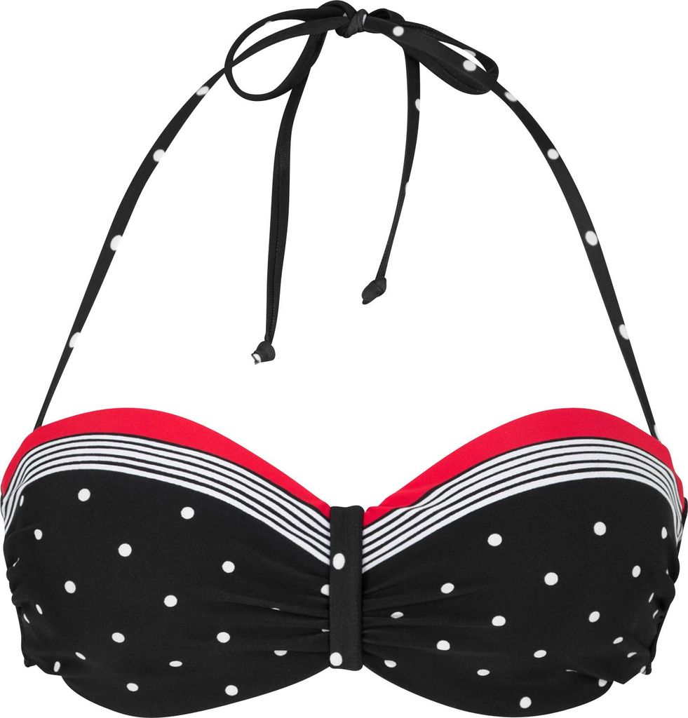 LASCANA Bandeau-Bikini-Top schwarz-rot Größe 44 Cup D