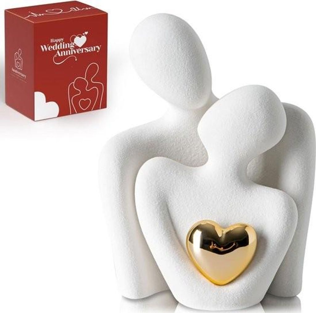 Schwarze Porzellan-Paarfigur - Dekoratives Kunstobjekt - s Wohnaccessoire - Romantisches Geschenk zur Hochzeit oder zum Valentinstag.