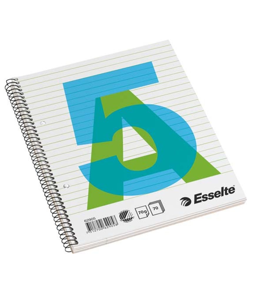 Esselte College Pad A5, Blau, Grün, Weiß, A5, 70 Blätter, 70 g/m², Liniertes Papier, Hardcover