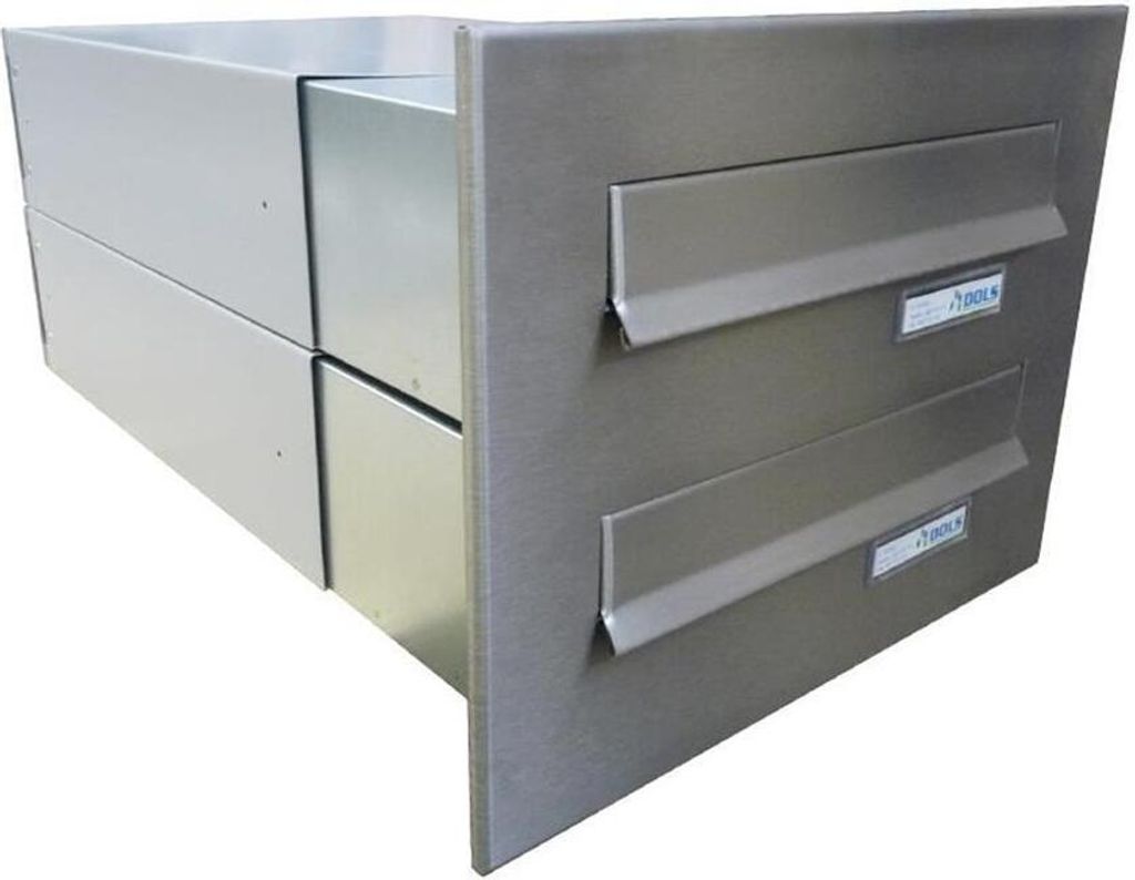B-042 2er Edelstahl Durchwurfbriefkastenanlage (Tiefe: 39-62 cm)