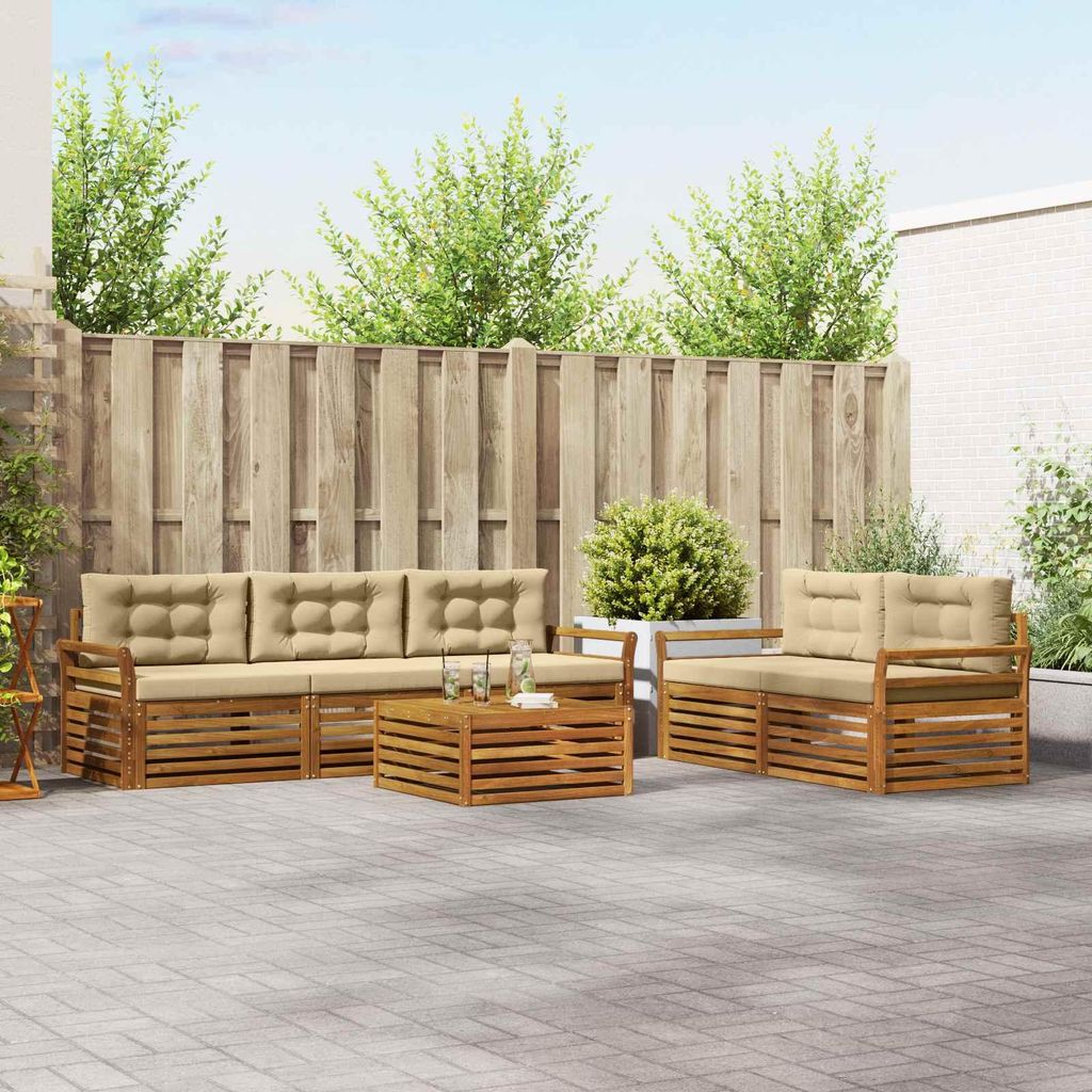 "Neues Produkt" Outdoor-Sofagarnitur ANTI-UV - CLORIS - mit Kissen - 6 pcs - Natur und Beige - Modern Gartensofas V1073