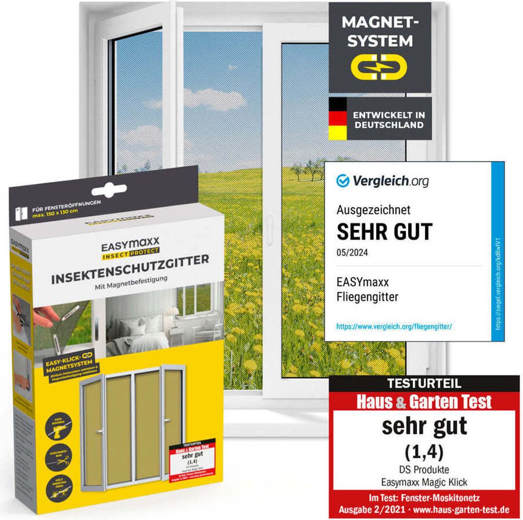 Moskytiéra EASYMAXX s 12 magnety na okna 150x130cm černá Obrázek produktu 1