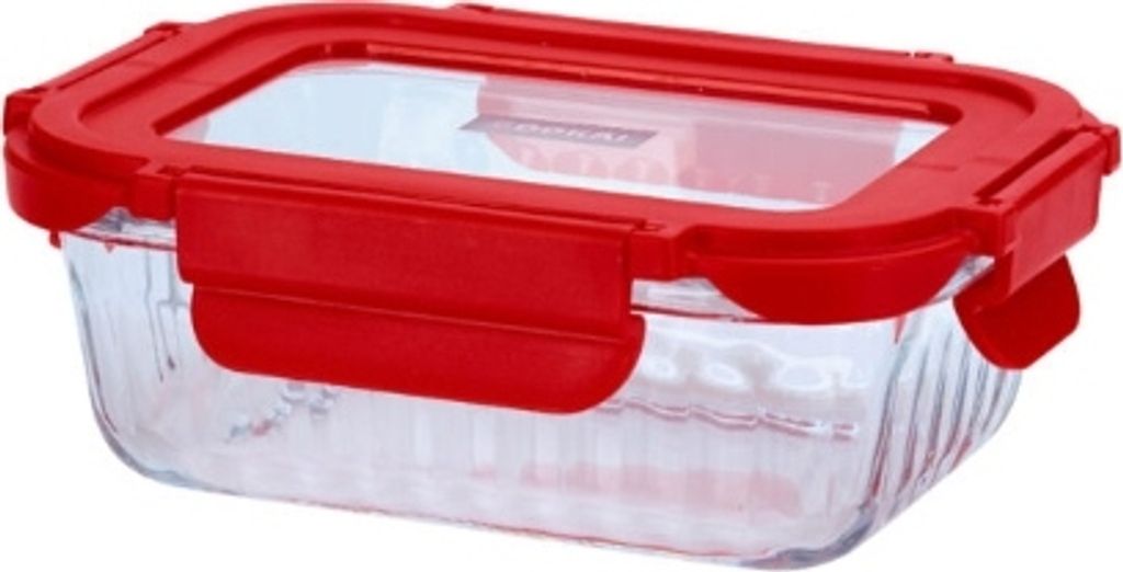 Auflaufform mit Deckel, 0,37 L, Rot, Glas, Kunststoff - Cookai
