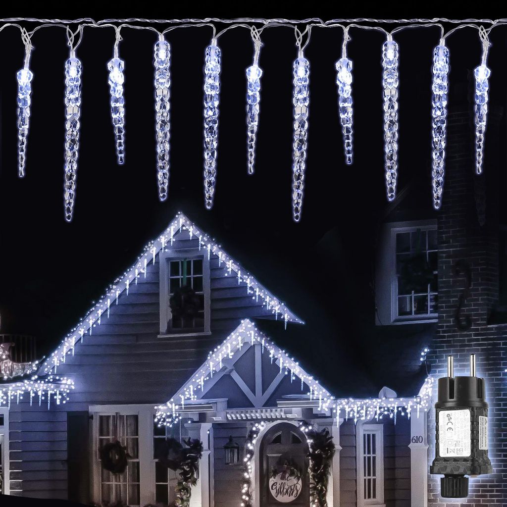 Salcar 10 meter, 80 LED-lichtketting, ijspegels, koelwit. Productafbeelding 