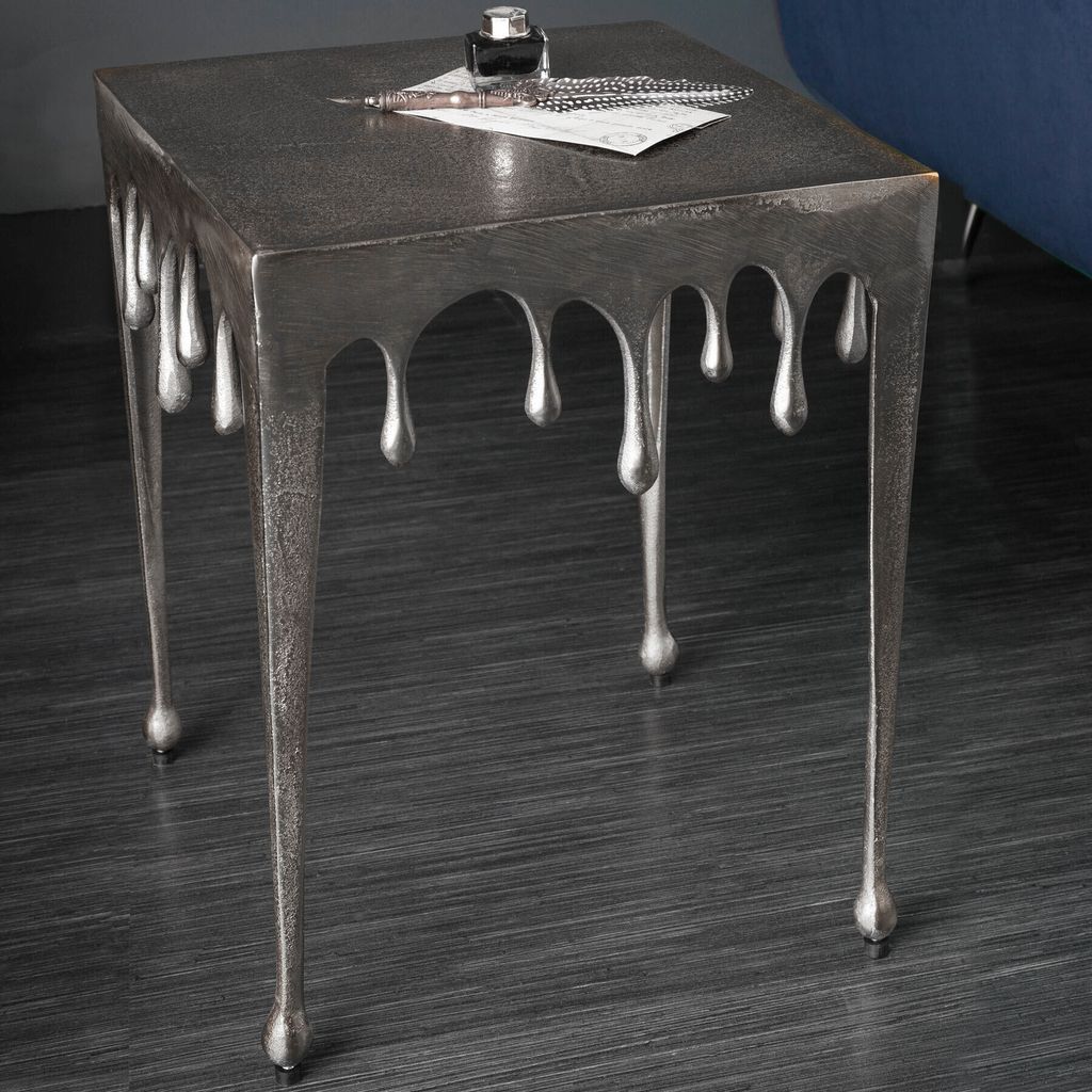 riess-ambiente Extravaganter Beistelltisch LIQUID LINE S 34cm silber Tropfen-Design Couchtisch Tisch Nachttisch