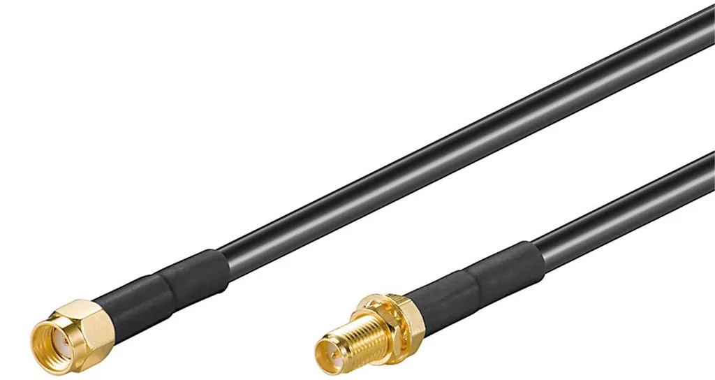 Goobay 51677 Prolunga Antenna WLAN | 3 Metri RP-SMA 50 Ohm Nero