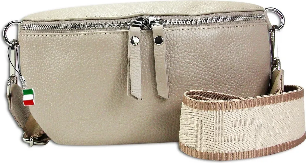 Sac Banane Femme en Cuir pour Voyage et Ville Coloris Taupe Beige