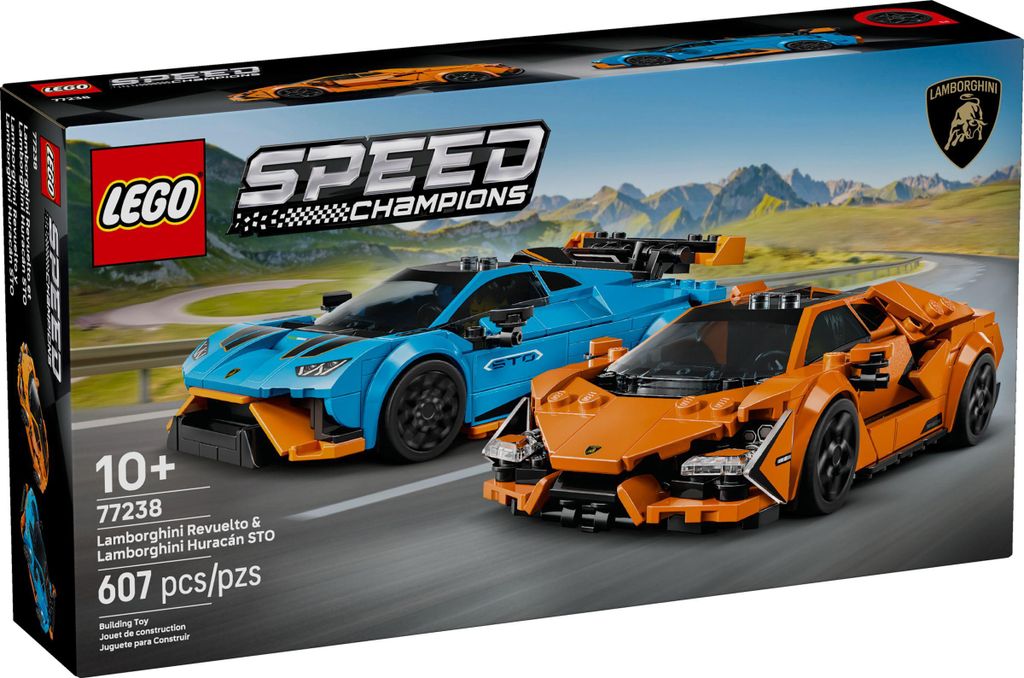 LEGO Speed Champions – Lamborghini Revuelto & Huracán STO im Doppelpack | 2 Supersportwagen zum Bauen & Sammeln - 77238 607 Teile