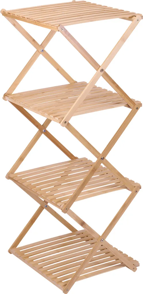 Rangement Salle de Bain Bambou Brun Pliable - 4 Niveaux 93cm Alpina