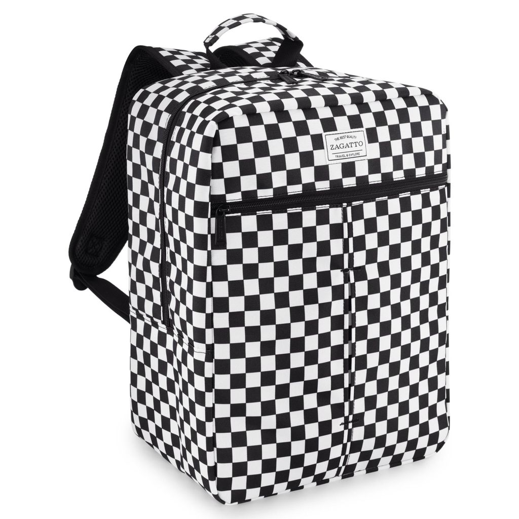 Zagatto Reiserucksack Handgepäck 40x30x20 24L WIZZAIR RYANAIR Schwarzer Weißer ZG1145