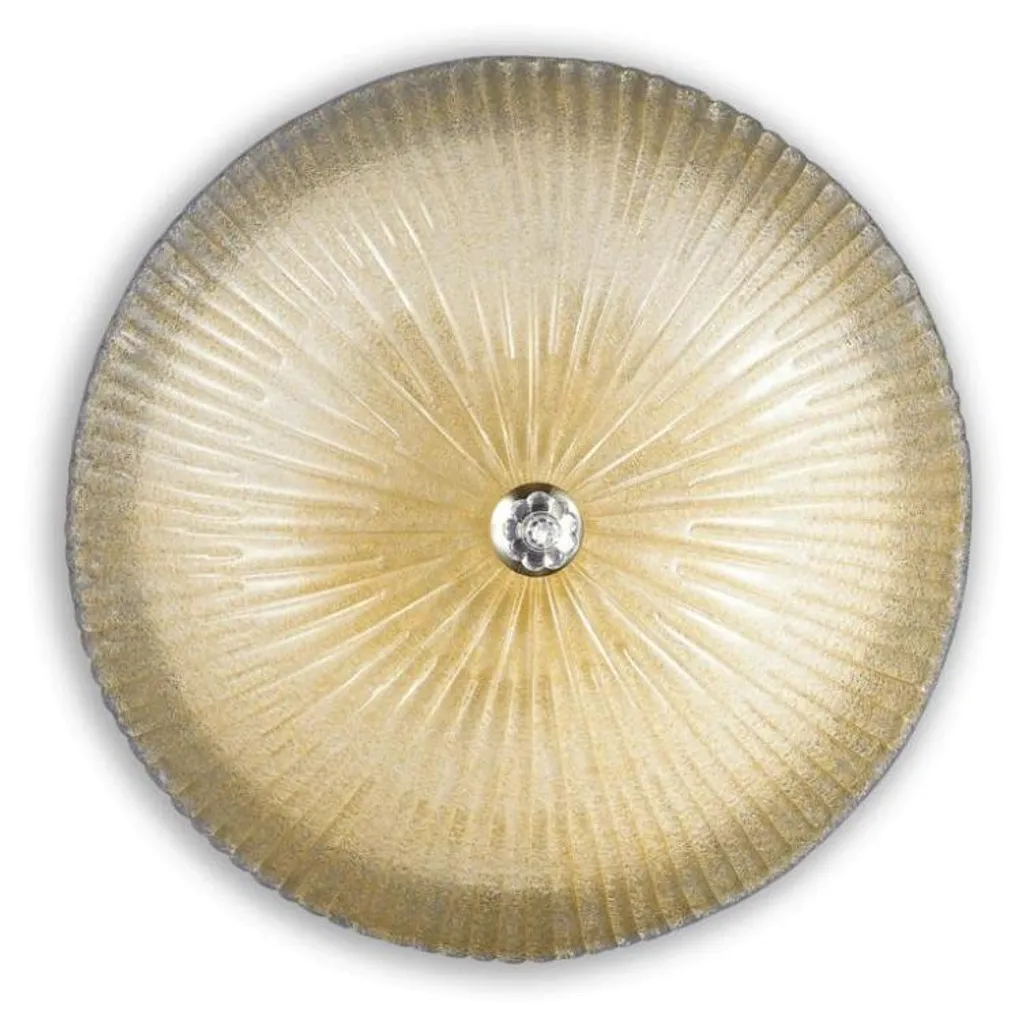 Grand plafonnier design Amber Shell à 6 lumières pour salon et séjour