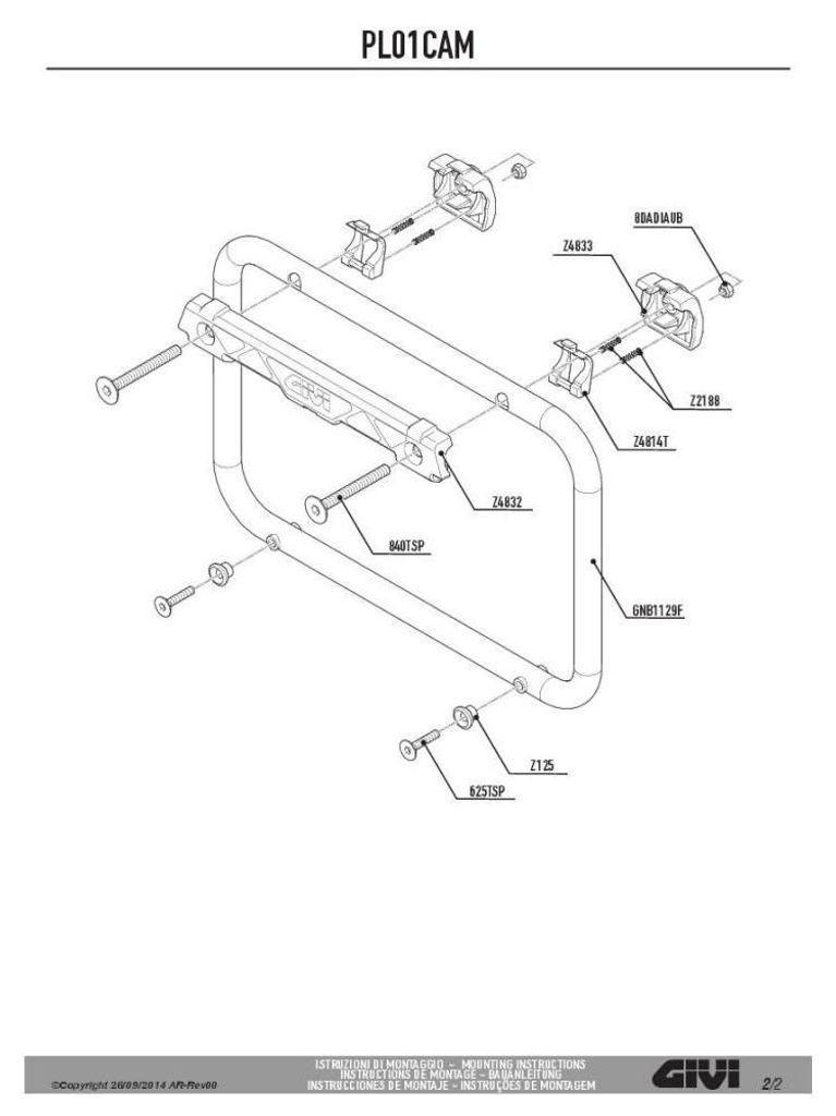 Telaio GIVI PL01CAM per valigie Monokey Cam-Side T Immagine del prodotto 