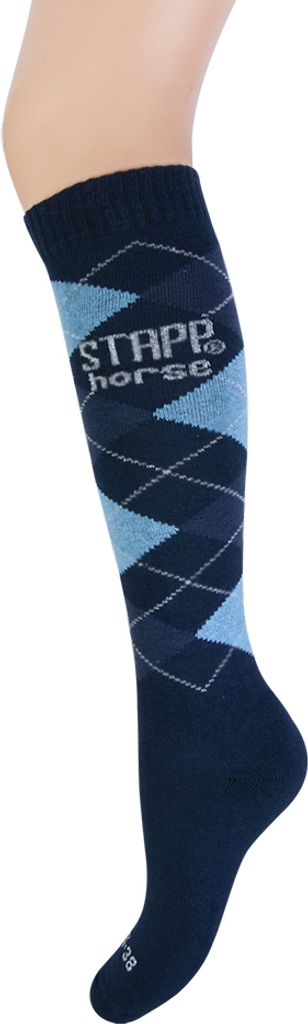 STAPP Horse Reitsocken Karo Marine/Hellblau/Jeans - Größe 39/42